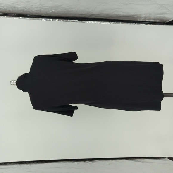 Eileen Fisher Mock Neck Jersey Knit Tunic Dress Black PM preppy minimalist - Picture 2 of 6